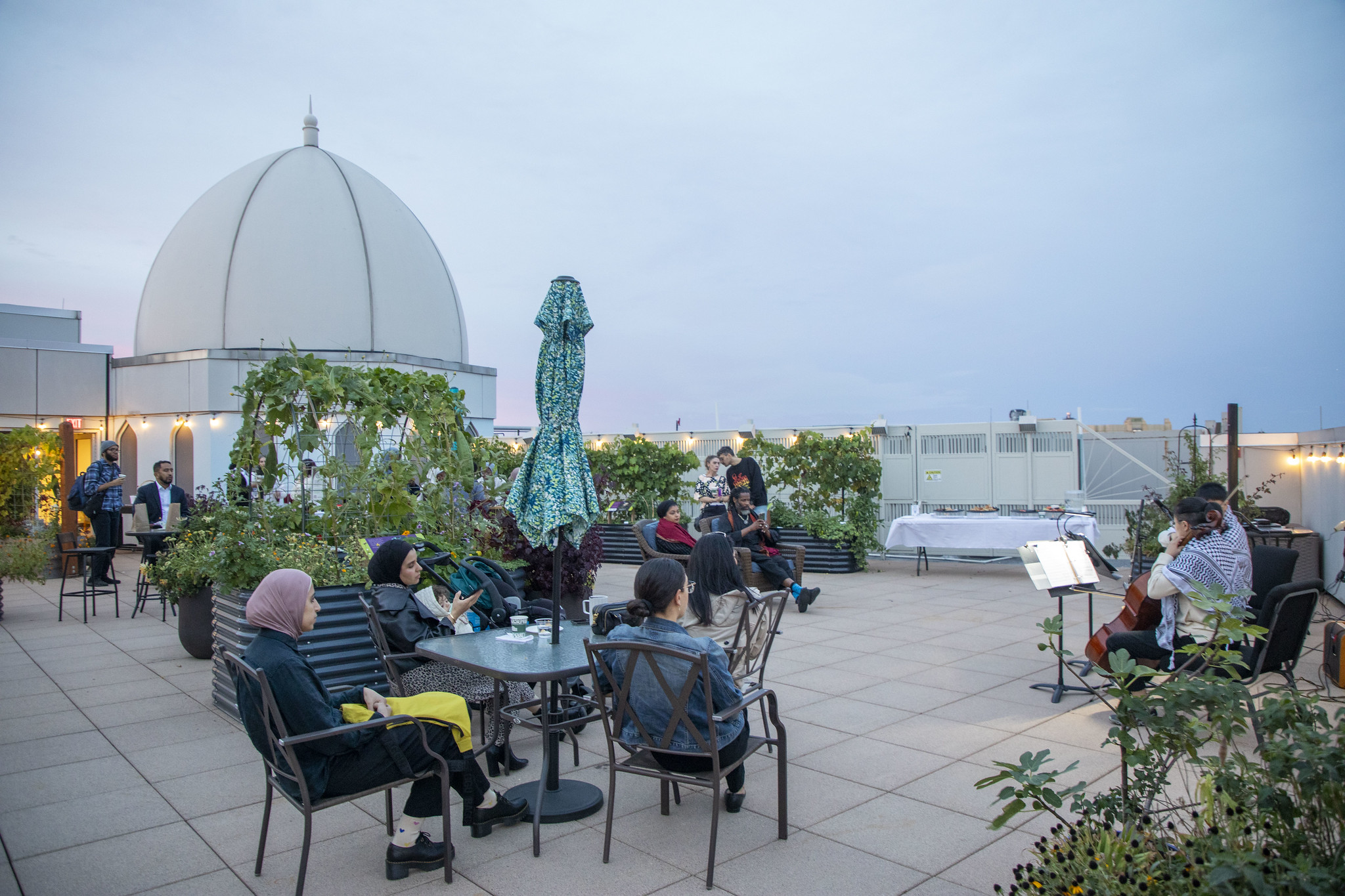 Music performance at a family-friendly event in Al Hadiqa garden.