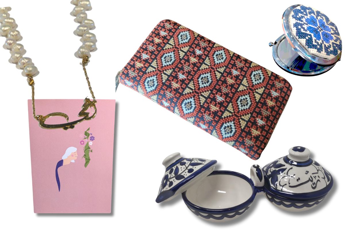 Celebrate Arab American mothers with meaningful, beautifully crafted gifts from our 2025 Mother’s Day collection. A vibrant flat-lay of Mother’s Day-themed Arab American Museum products, including jewelry, ceramics, and textiles, styled on a warm-toned surface with floral accents.