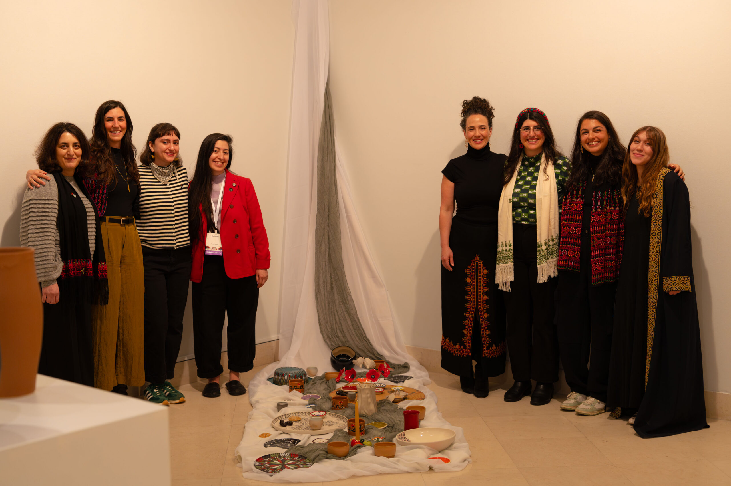 Palestinian ceramic artists of the Pali Potters collective at exhibition opening at the Arab American National Museum